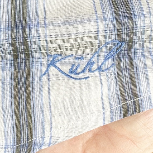 Kuhl Mountain Culture Ionik Blue and White Plaid Shirt UPF 30 - Picture 3 of 10